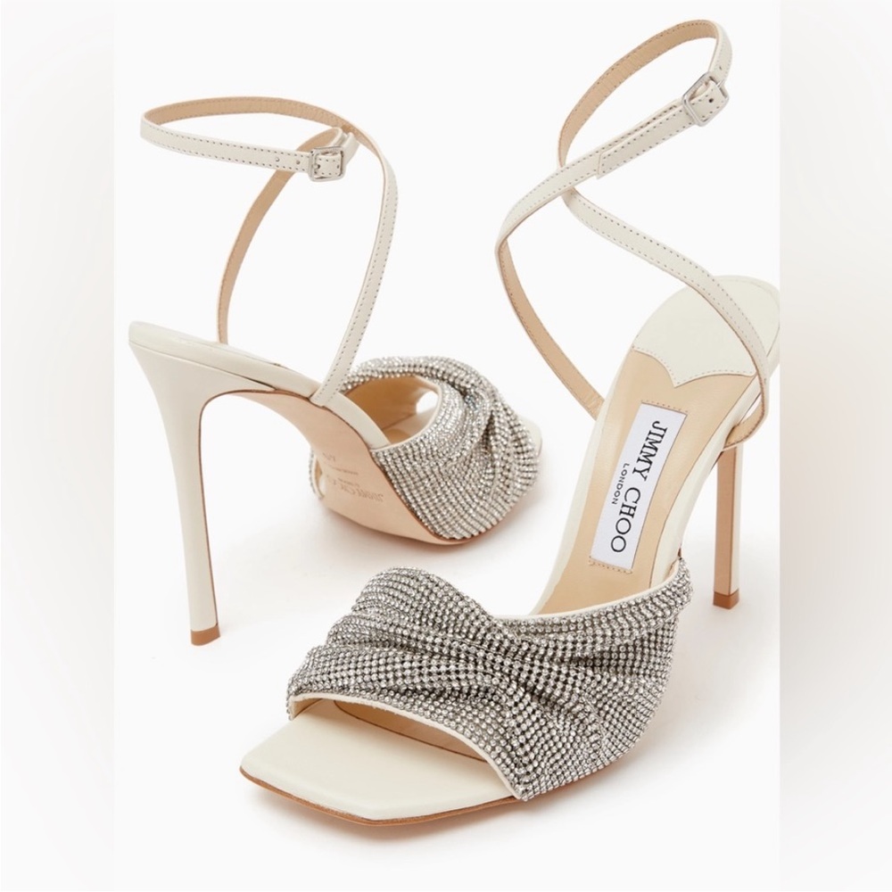 Like new JIMMY CHOO Naria 110 crystal-embellished leather sandals $1,625 - Picture 4 of 17